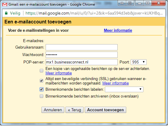 gmail mailaccount toevoegen